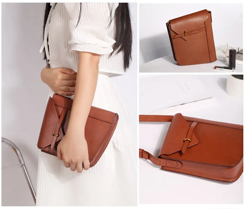 Women's Brown Leather Satchel Shoulder Bag Genuine Leather Crossbody Bags For Women